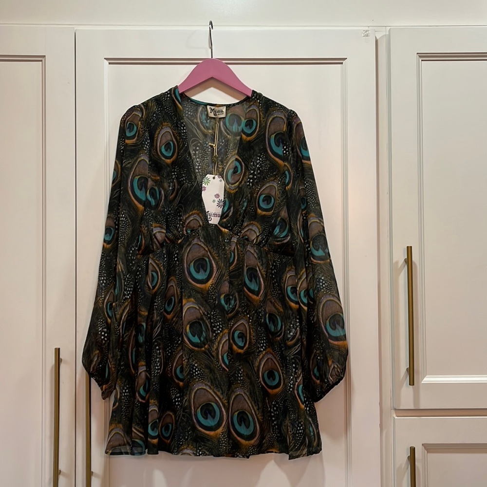 Show Me Your Mumu Dakota Plunge Peacock Dress